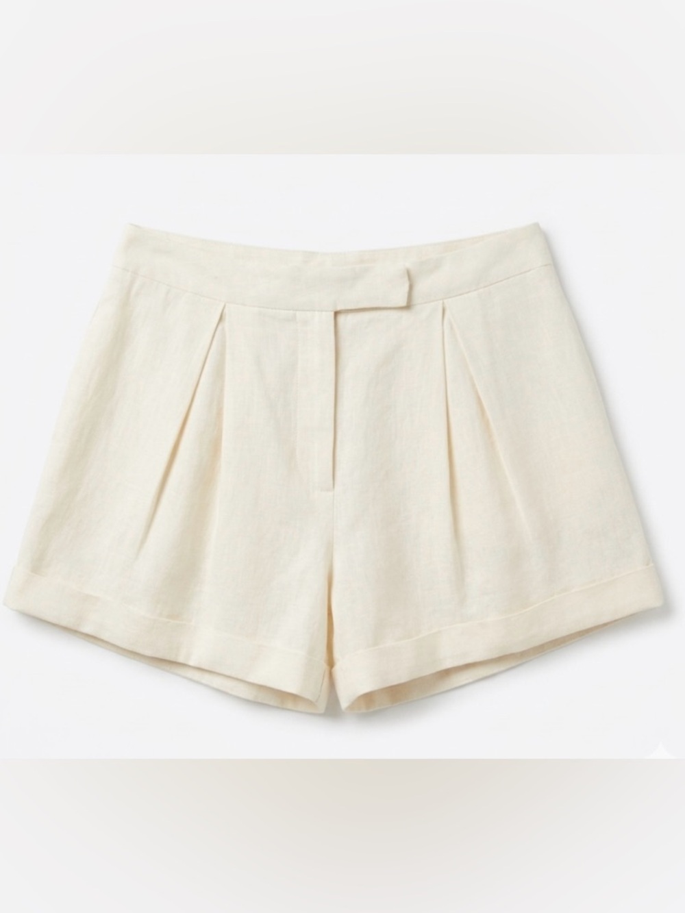 Forever 21 Cream High-Waist Pleated Shorts